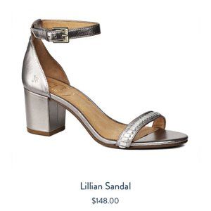 •JACK ROGERS•NWB WOMENS' LILLIAN PEWTER/SILVER LEATHER HEELED SANDALS SIZE 9.5